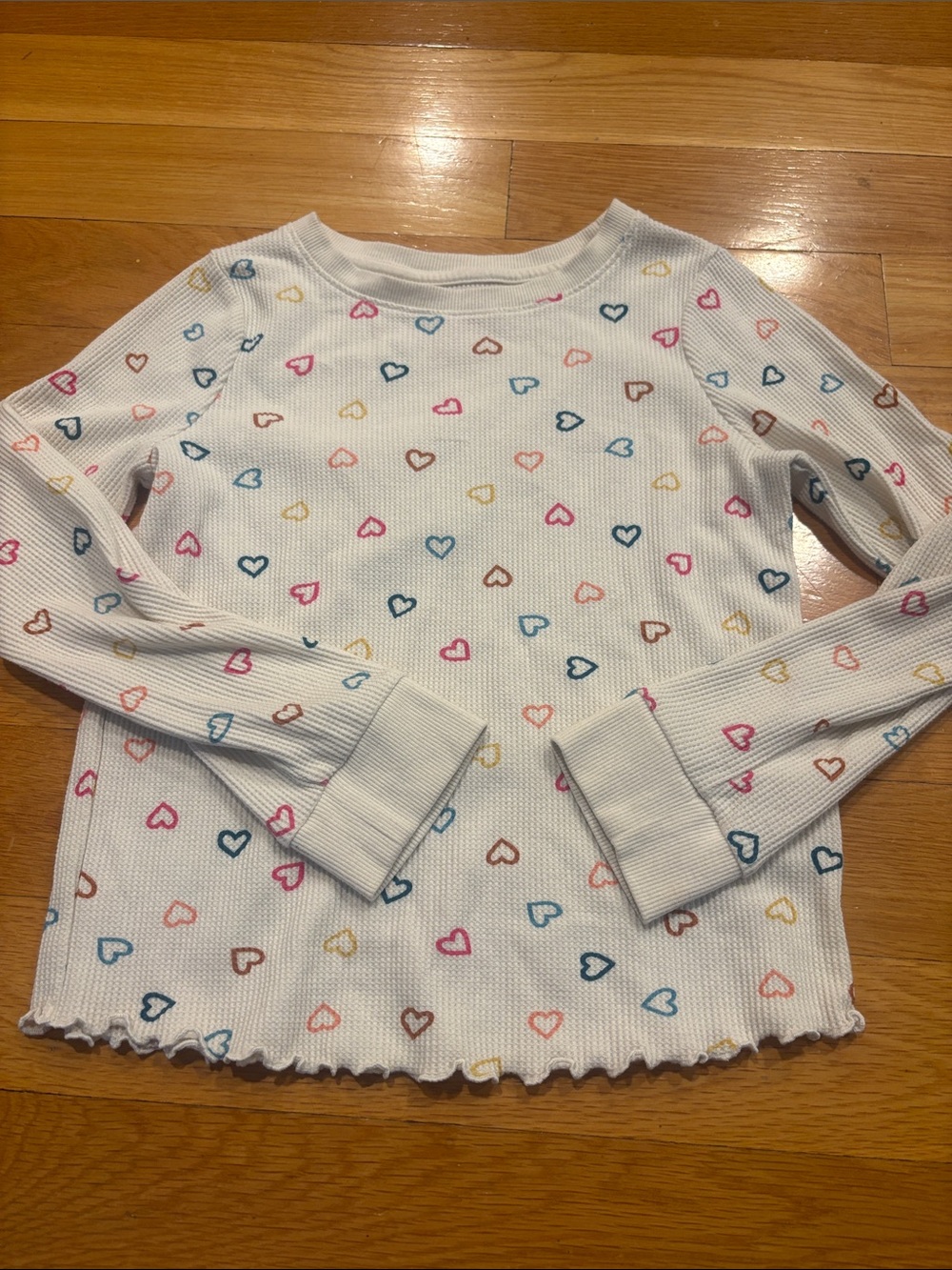 Cat & Jack White Long-Sleeve Top with Multi-Color Hearts